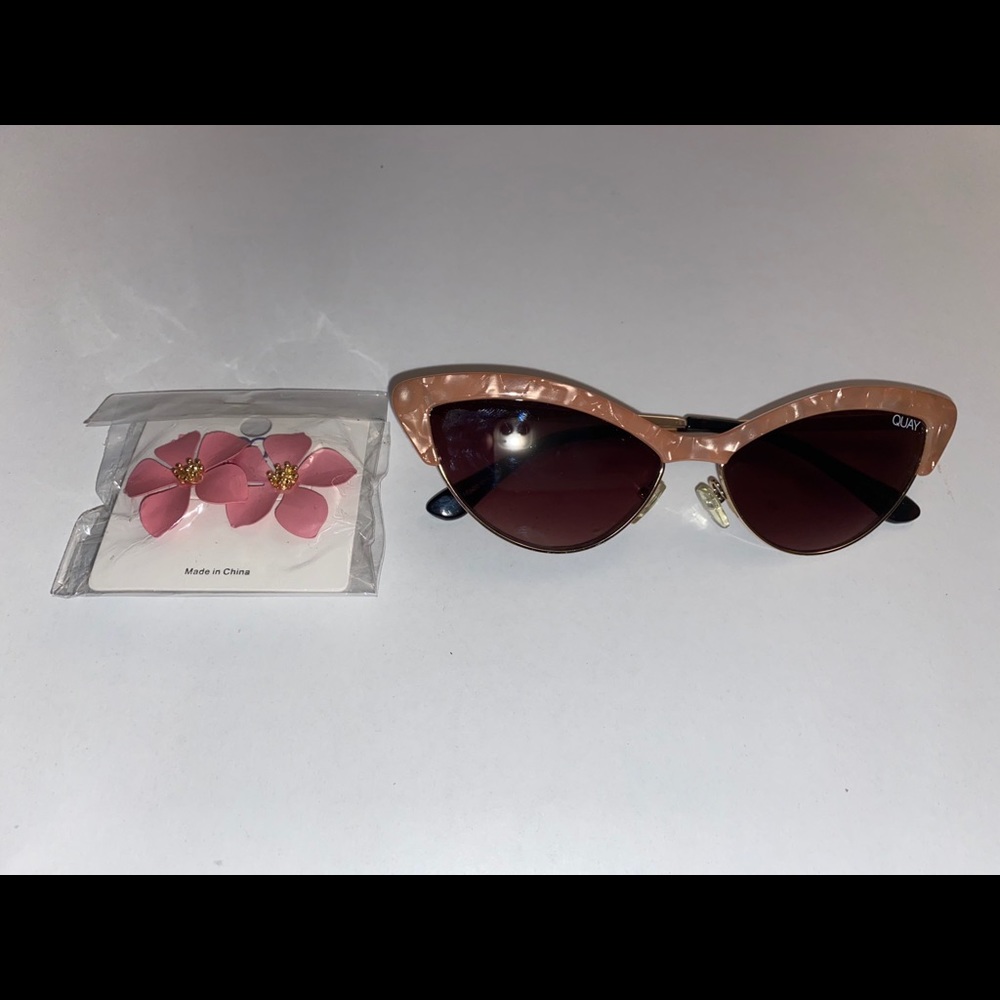Quay Australia Sunglasses & Boho Flower Earrings